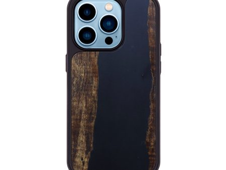 iPhone 14 Pro Wood+Resin Phone Case - Agnesse (Pure Black, 599916) For Cheap