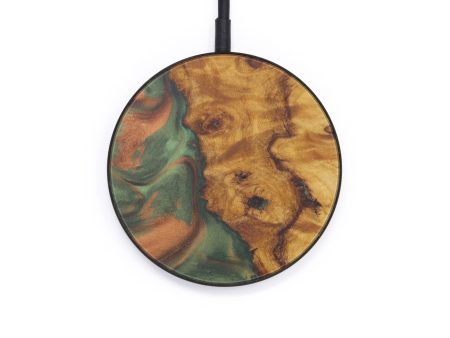 Circle Wood+Resin Wireless Charger - Stefanie (Dark Green, 599322) Online Sale