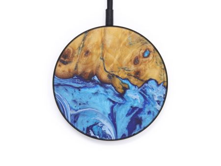 Circle Wood+Resin Wireless Charger - Tricci (Light Blue, 597975) on Sale