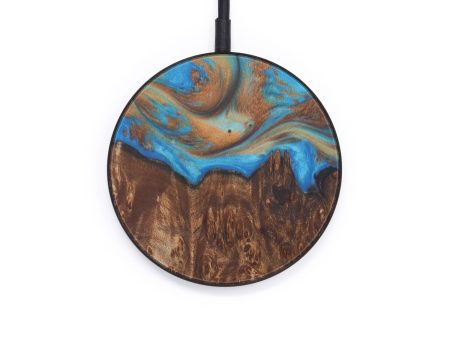 Circle Wood+Resin Wireless Charger - Lexis (Teal & Gold, 597993) For Sale