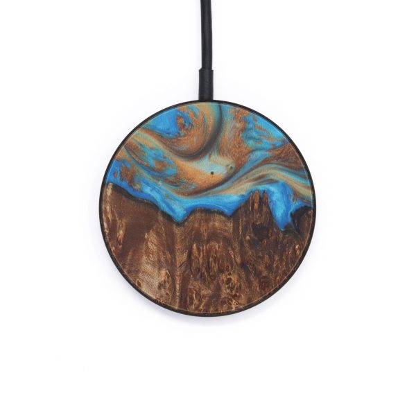 Circle Wood+Resin Wireless Charger - Lexis (Teal & Gold, 597993) For Sale