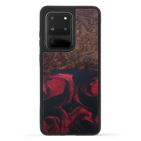 Galaxy S20 Ultra Wood+Resin Phone Case - Crissy (Dark Red, 598827) Online Sale