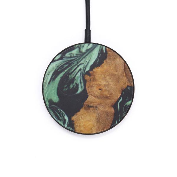 Circle Wood+Resin Wireless Charger - Taryna (Dark Green, 599852) Fashion