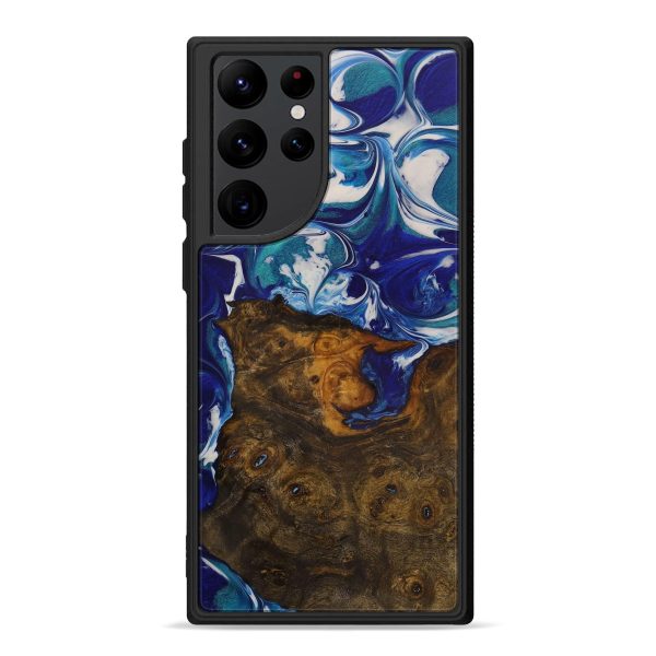 Galaxy S22 Ultra Wood+Resin Phone Case - Finn (Dark Blue, 597176) For Sale