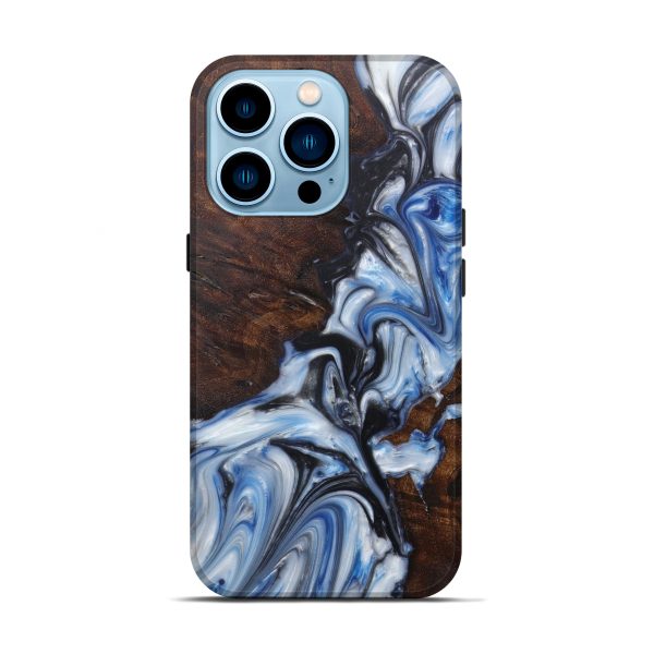 iPhone 14 Pro Wood+Resin Live Edge Phone Case - Floris (Black & White, 598604) Online now