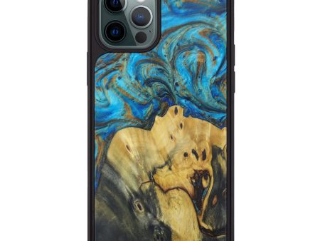 iPhone 12 Pro Wood+Resin Phone Case - Dian (Teal & Gold, 602923) on Sale