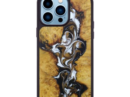 iPhone 14 Pro Max Wood+Resin Phone Case - Tera (Black & White, 601467) Online Sale