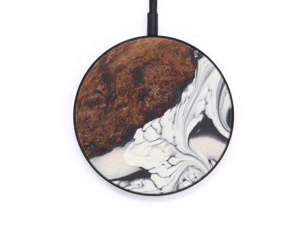 Circle Wood+Resin Wireless Charger - Patching (Black & White, 599860) on Sale