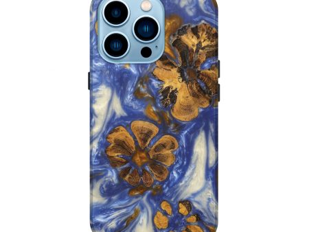 iPhone 14 Pro Wood+Resin Live Edge Phone Case - Ardeen (Light Blue, 596349) For Sale