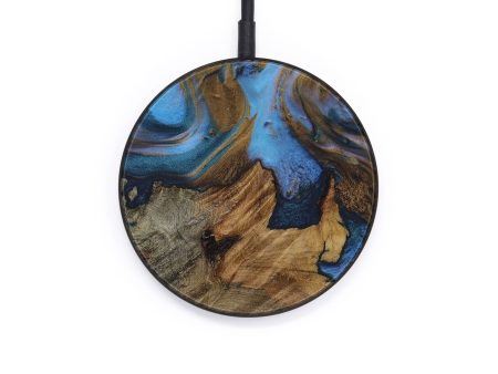 Circle Wood+Resin Wireless Charger - Clemente (Teal & Gold, 596858) Online