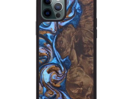 iPhone 12 Pro Wood+Resin Phone Case - Harpreet (Teal & Gold, 602925) Fashion