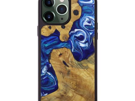 iPhone 13 Pro Max Burl Wood Phone Case - Ginger (Dark Blue, 602323) Online Sale