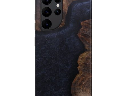 Galaxy S22 Ultra Wood+Resin Live Edge Phone Case - Lucky (Pure Black, 597376) Sale