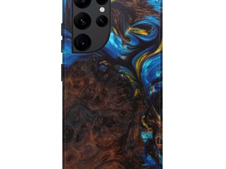 Galaxy S22 Ultra Wood+Resin Live Edge Phone Case - Larry (Teal & Gold, 597254) on Sale