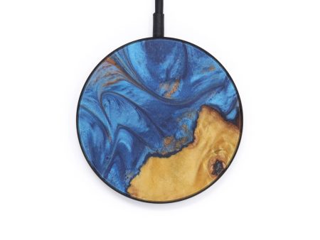 Circle Wood+Resin Wireless Charger - Ottawa (Teal & Gold, 597994) For Cheap