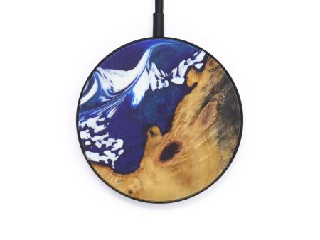 Circle Wood+Resin Wireless Charger - Christabella (Dark Blue, 598568) Online now