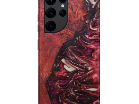 Galaxy S22 Ultra Wood+Resin Live Edge Phone Case - Belia (Dark Red, 596347) Hot on Sale