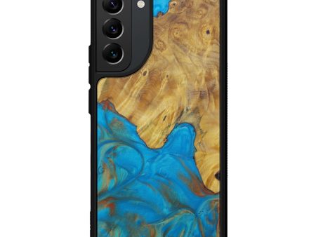 Galaxy S22 Plus Wood+Resin Phone Case - Kathie (Teal & Gold, 599056) Fashion