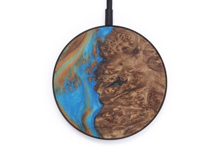 Circle Wood+Resin Wireless Charger - Essy (Teal & Gold, 597991) Cheap