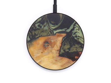 Circle Wood+Resin Wireless Charger - Rosalind (Dark Green, 597773) Hot on Sale