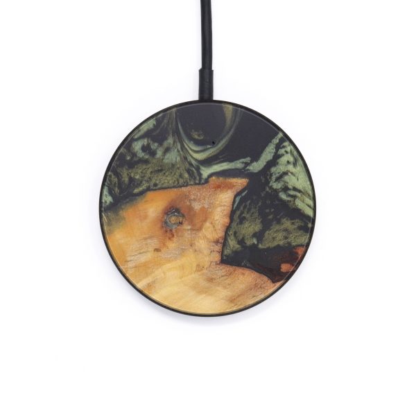 Circle Wood+Resin Wireless Charger - Rosalind (Dark Green, 597773) Hot on Sale