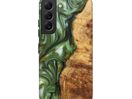 Galaxy S22 Wood+Resin Live Edge Phone Case - Benny (Dark Green, 596345) For Cheap