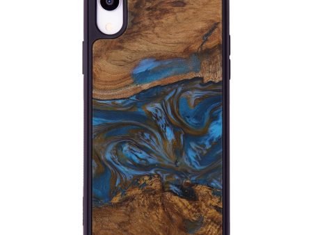 iPhone Xr Wood+Resin Phone Case - Ashely (Teal & Gold, 596881) For Cheap