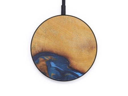 Circle Wood+Resin Wireless Charger - Adri (Teal & Gold, 599833) Fashion