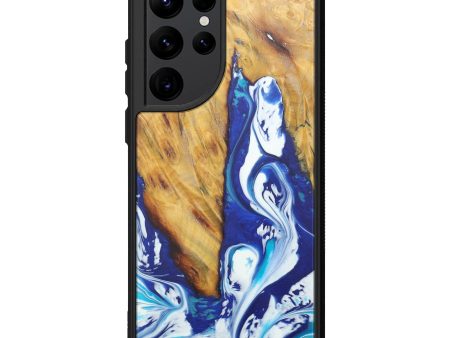 Galaxy S22 Ultra Wood+Resin Phone Case - Madalyn (Dark Blue, 600047) For Sale