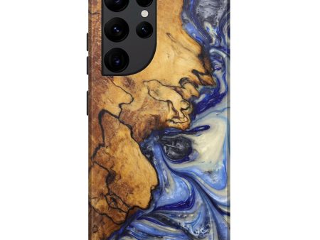 Galaxy S22 Ultra Wood+Resin Live Edge Phone Case - Allsun (Light Blue, 599116) on Sale