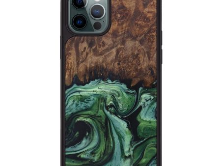 iPhone 12 Pro Wood+Resin Phone Case - Adeline (Dark Green, 596279) Supply