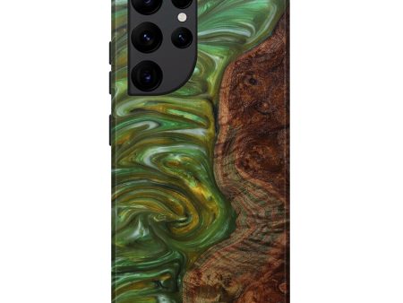 Galaxy S22 Ultra Wood+Resin Live Edge Phone Case - Auberta (Dark Green, 596609) Online Sale