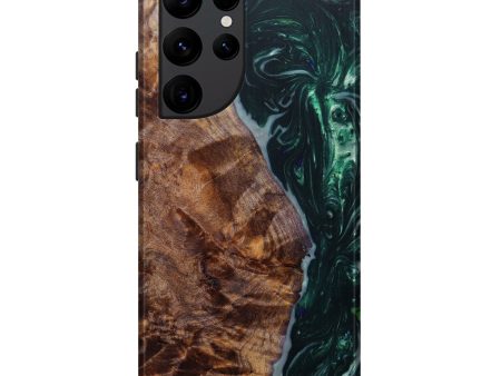 Galaxy S22 Ultra Wood+Resin Live Edge Phone Case - Chantal (Dark Green, 596618) Online now