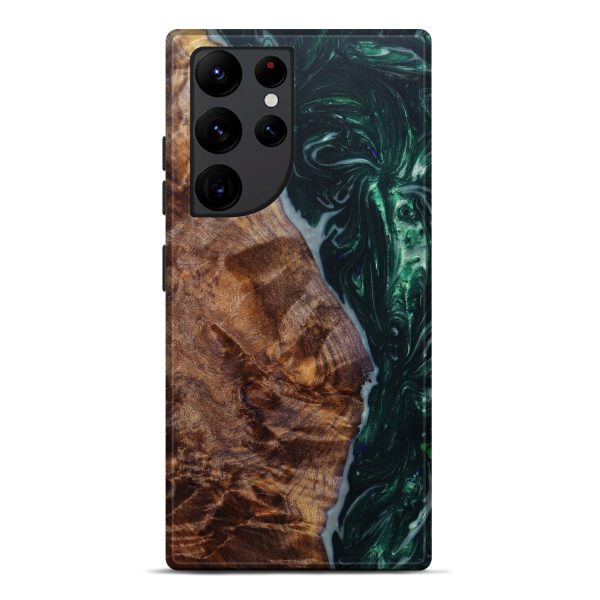 Galaxy S22 Ultra Wood+Resin Live Edge Phone Case - Chantal (Dark Green, 596618) Online now