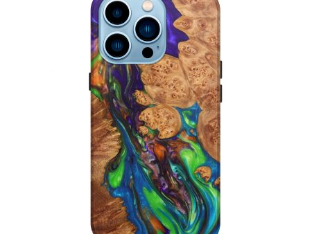 iPhone 14 Pro Wood+Resin Live Edge Phone Case - Alvina (Light Blue, 597041) Online Hot Sale