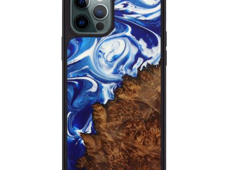 iPhone 12 Pro Wood+Resin Phone Case - Elysha (Dark Blue, 596187) For Discount