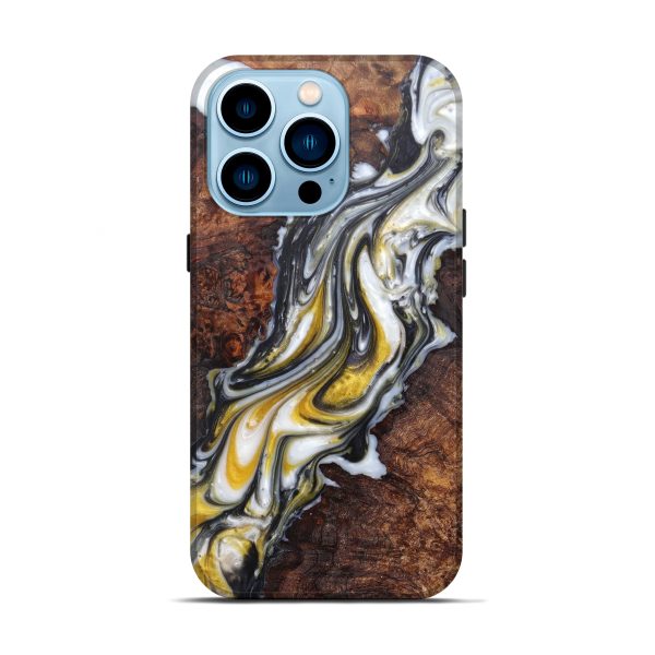 iPhone 14 Pro Wood+Resin Live Edge Phone Case - Ayako (Black & White, 597035) Online Sale