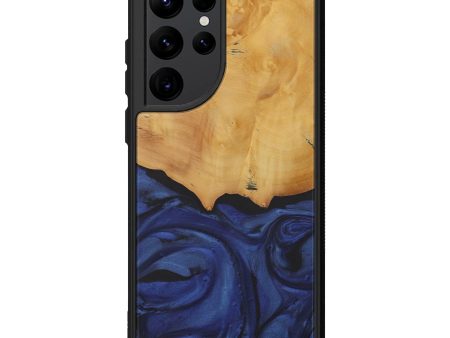 Galaxy S22 Ultra Wood+Resin Phone Case - Lilin (Dark Blue, 596562) Cheap