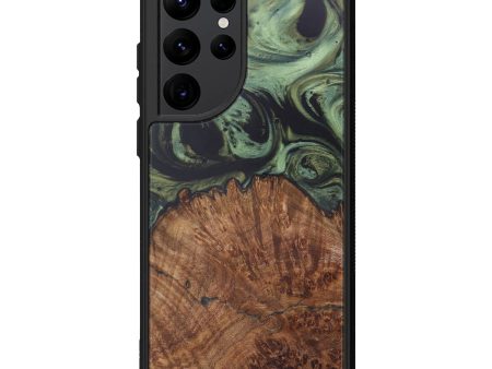 Galaxy S22 Ultra Wood+Resin Phone Case - Fitzhugh (Dark Green, 596253) Cheap