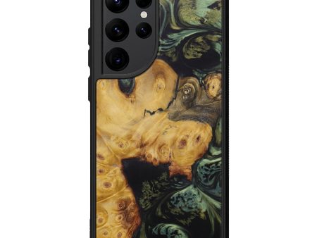 Galaxy S22 Ultra Wood+Resin Phone Case - Vena (Dark Green, 596231) For Sale