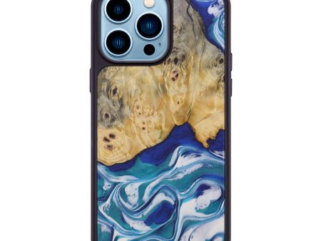 iPhone 14 Pro Max Wood+Resin Phone Case - Terrence (Dark Blue, 596542) Fashion