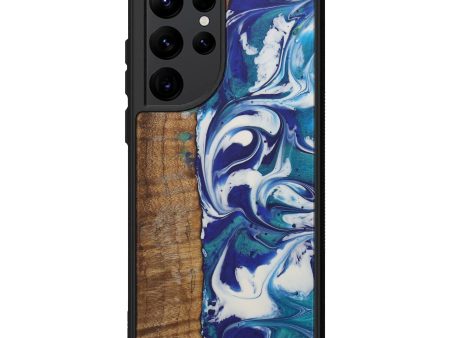 Galaxy S22 Ultra Wood+Resin Phone Case - Etienne (Dark Blue, 596559) Supply