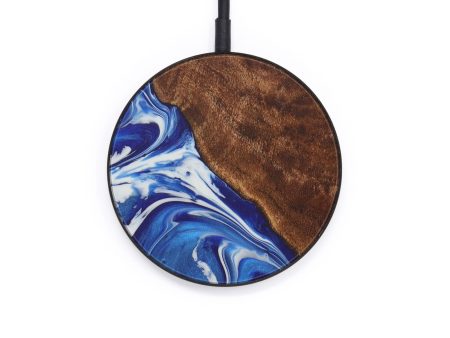 Circle Wood+Resin Wireless Charger - Jaime (Dark Blue, 596568) For Discount