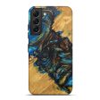 Galaxy S22 Plus Wood+Resin Live Edge Phone Case - Nerte (Teal & Gold, 596289) Fashion