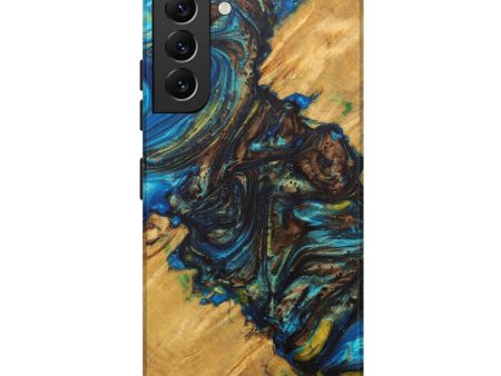 Galaxy S22 Plus Wood+Resin Live Edge Phone Case - Nerte (Teal & Gold, 596289) Fashion